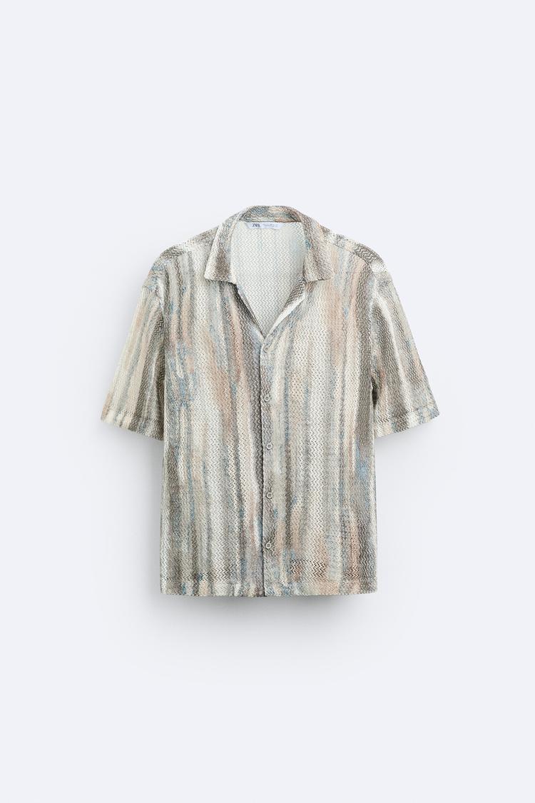 Camisa Em Rendilhos Estampado Abstrato
