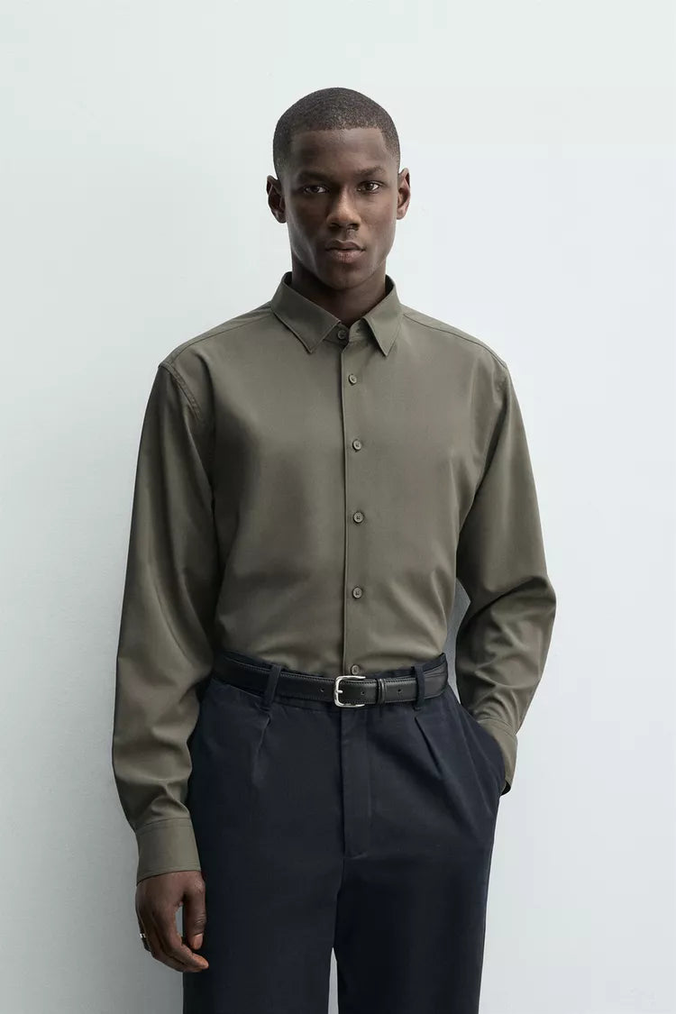 Camisa Slim Fit Tecido Acetinado