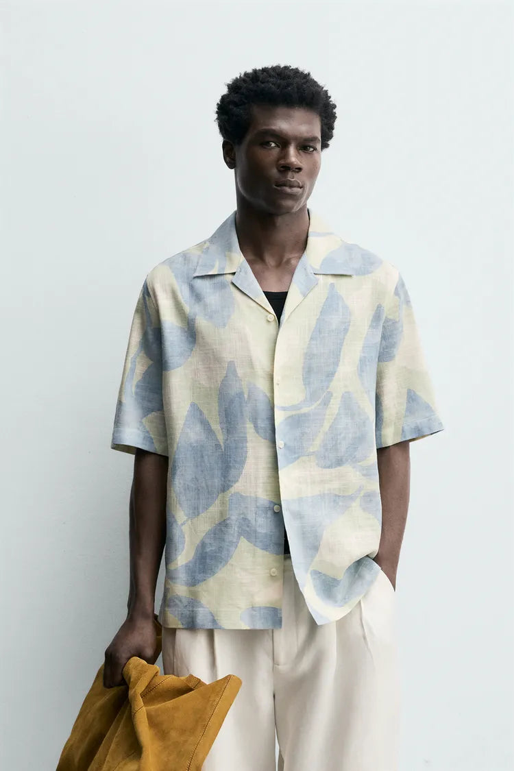 Camisa Fluida Estampado Abstrato