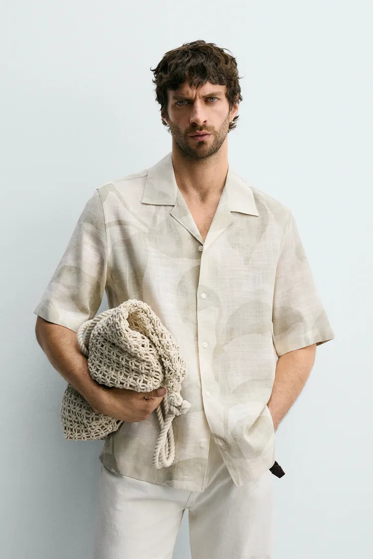 Camisa Fluida Estampado Abstrato