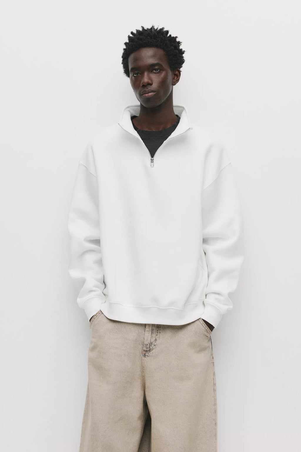 Camisola Quarter Zip Branco