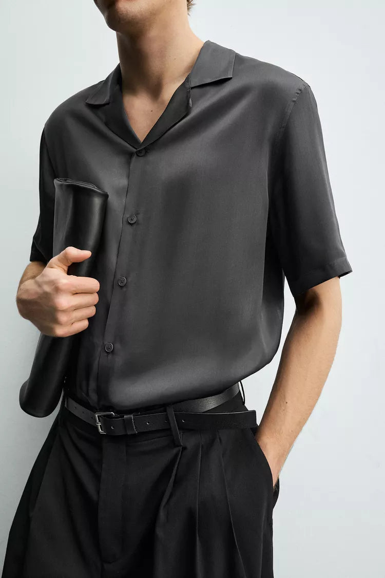 Camisa Acetinada Relaxed Fit