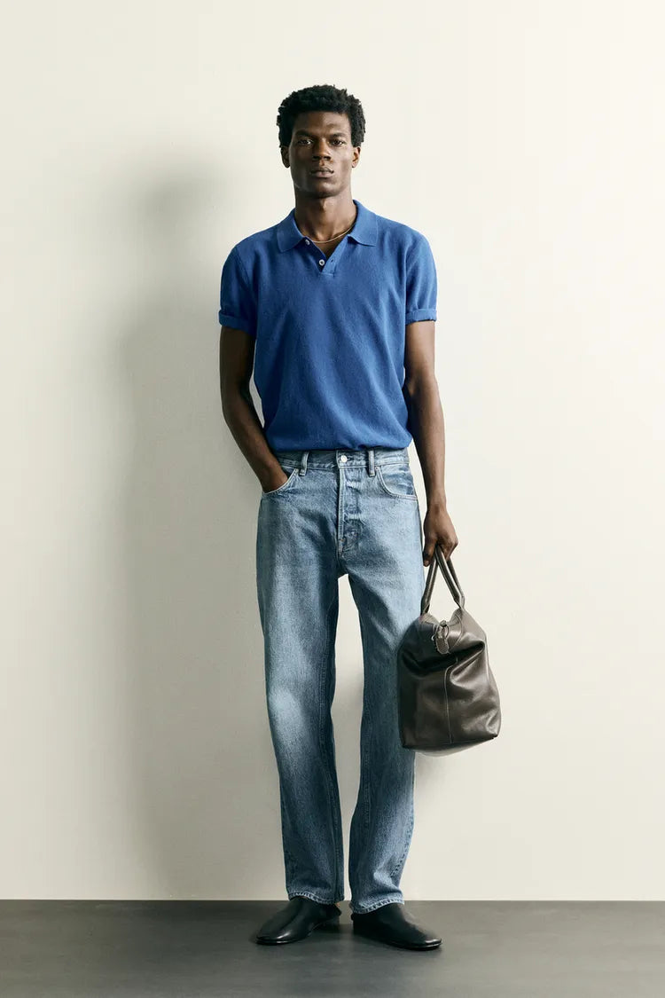 Polo Em Malha Regular Fit Com Estrutura
