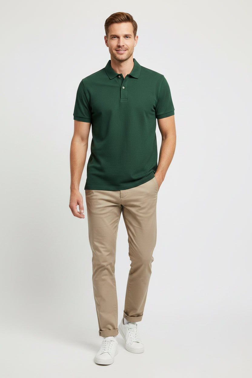 Polo De Manga Curta Com Estrutura Regular Fit