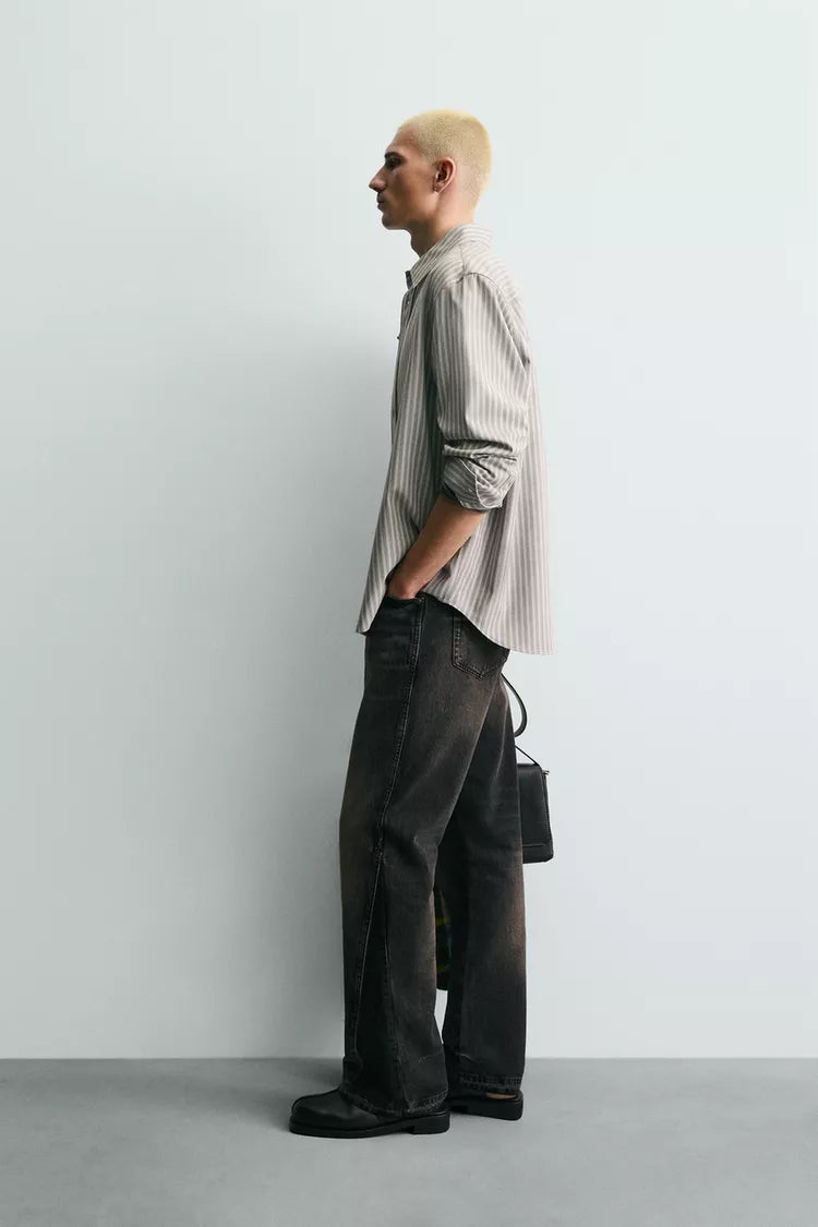 Camisa Relaxed Fit Às Riscas