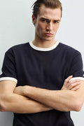 T-Shirt Com Nervuras Em Contraste