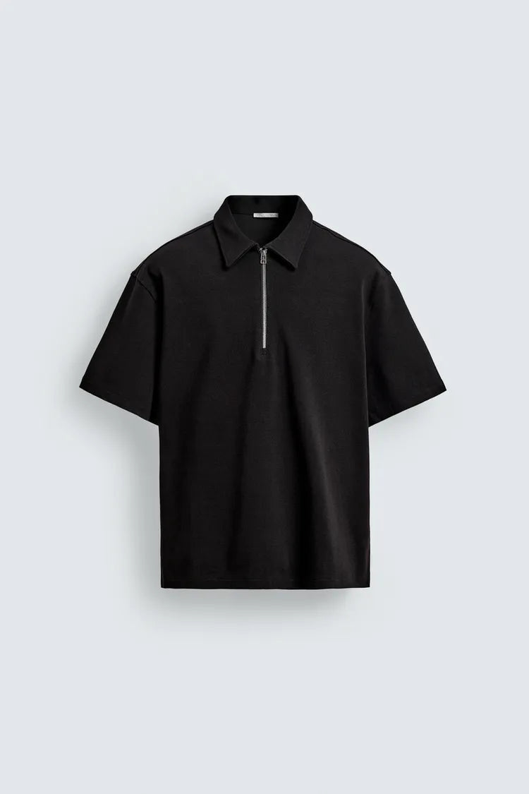 Polo Relaxed Fit Com Fecho De Correr