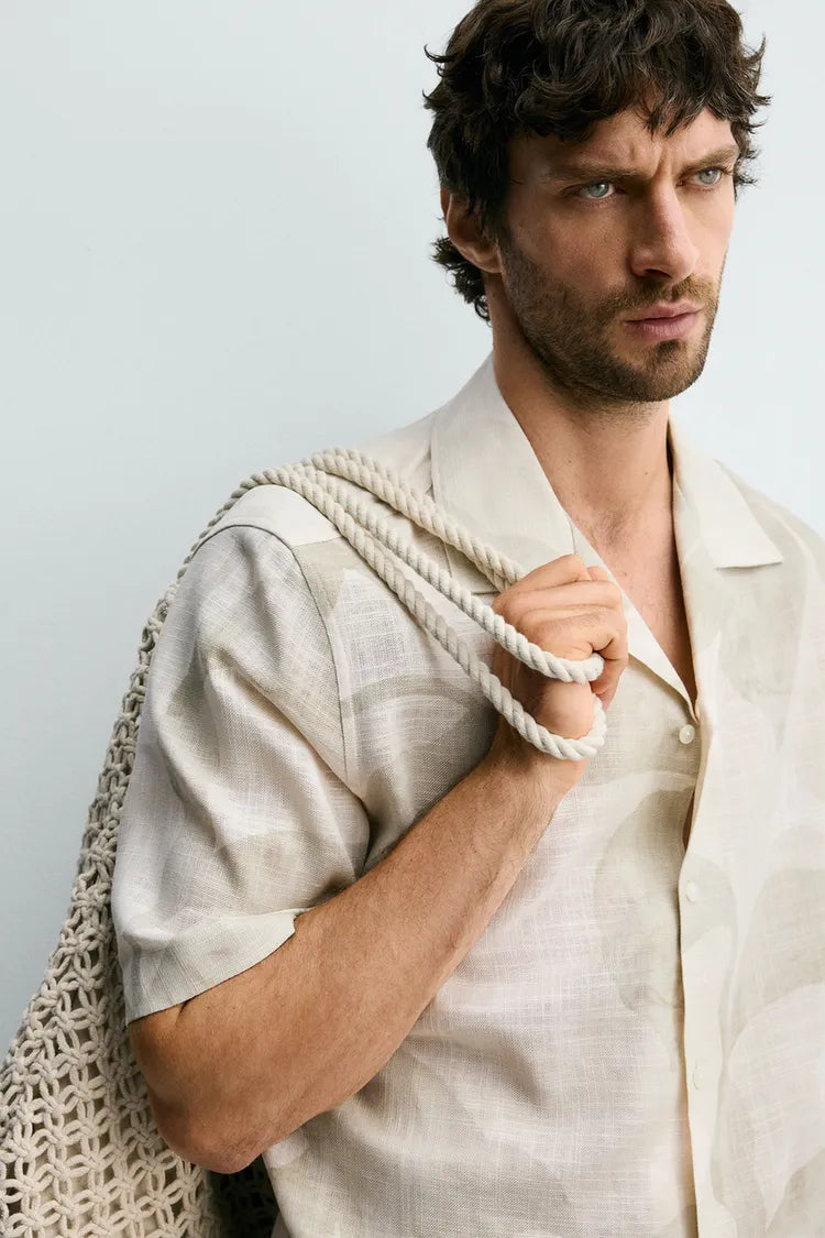 Camisa Fluida Estampado Abstrato