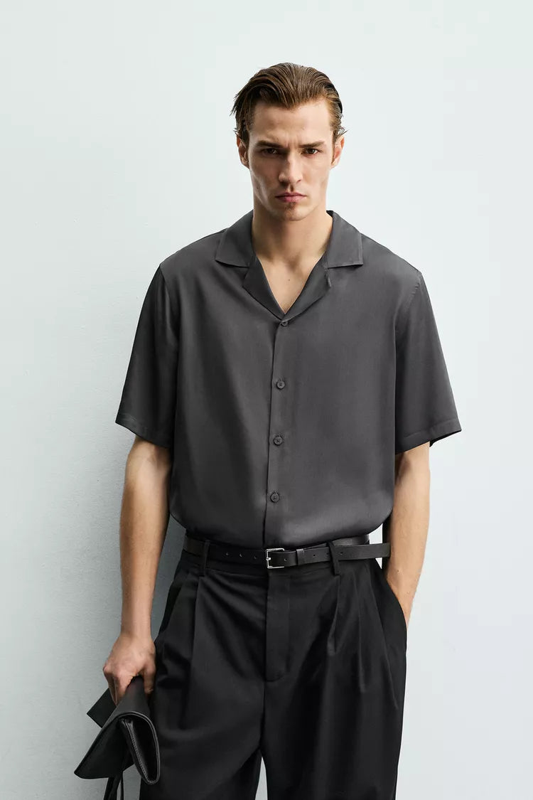 Camisa Acetinada Relaxed Fit