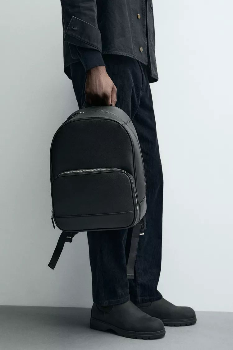 Mochila Com Textura Preta